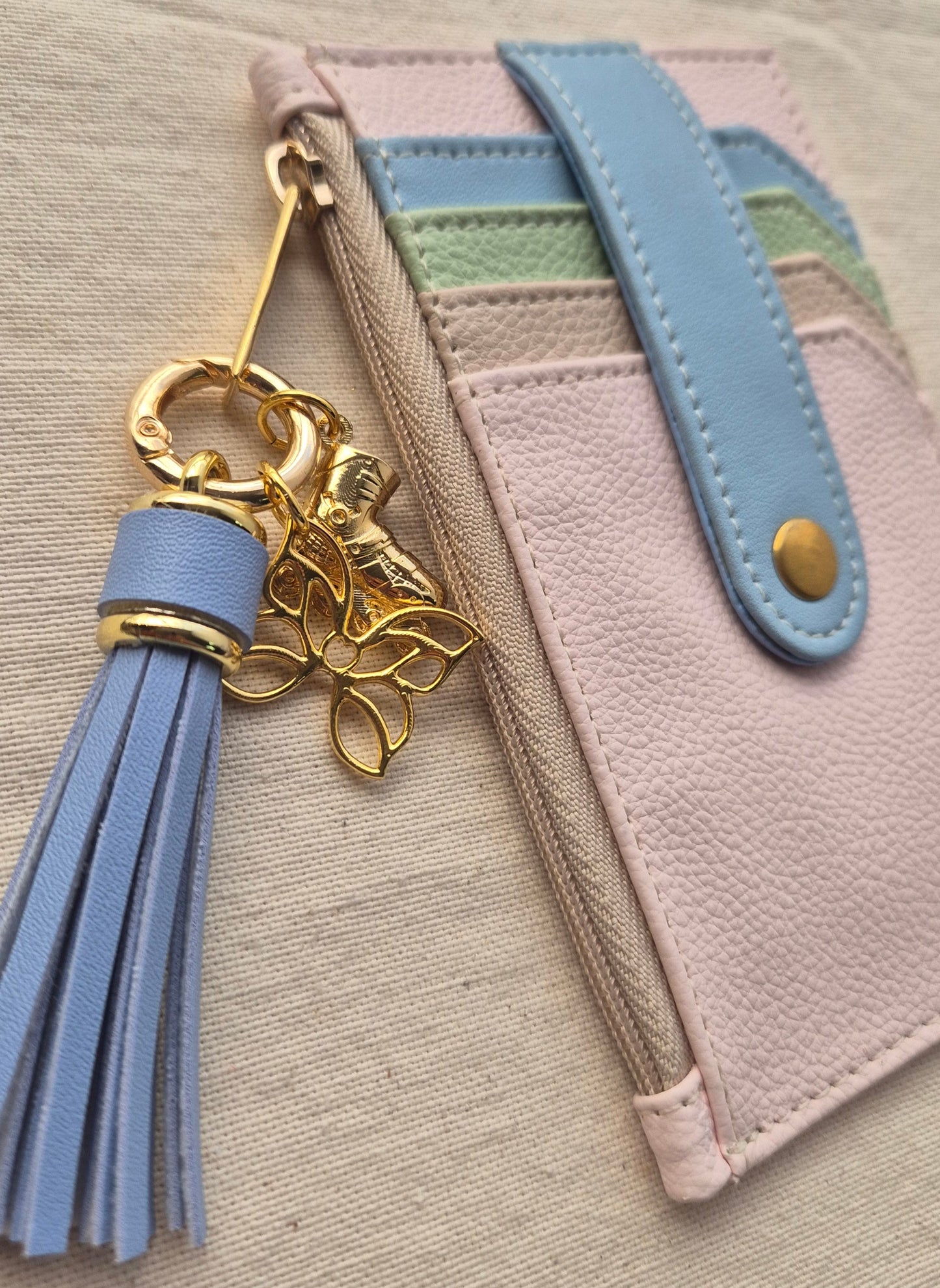 Tarjetero NIJI Azul-Rosa X3 charms