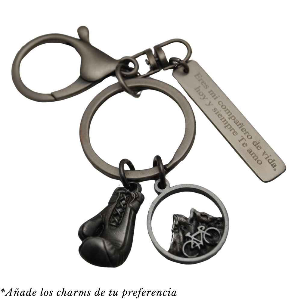 Llavero TOKIO Plata antigua X3 charms