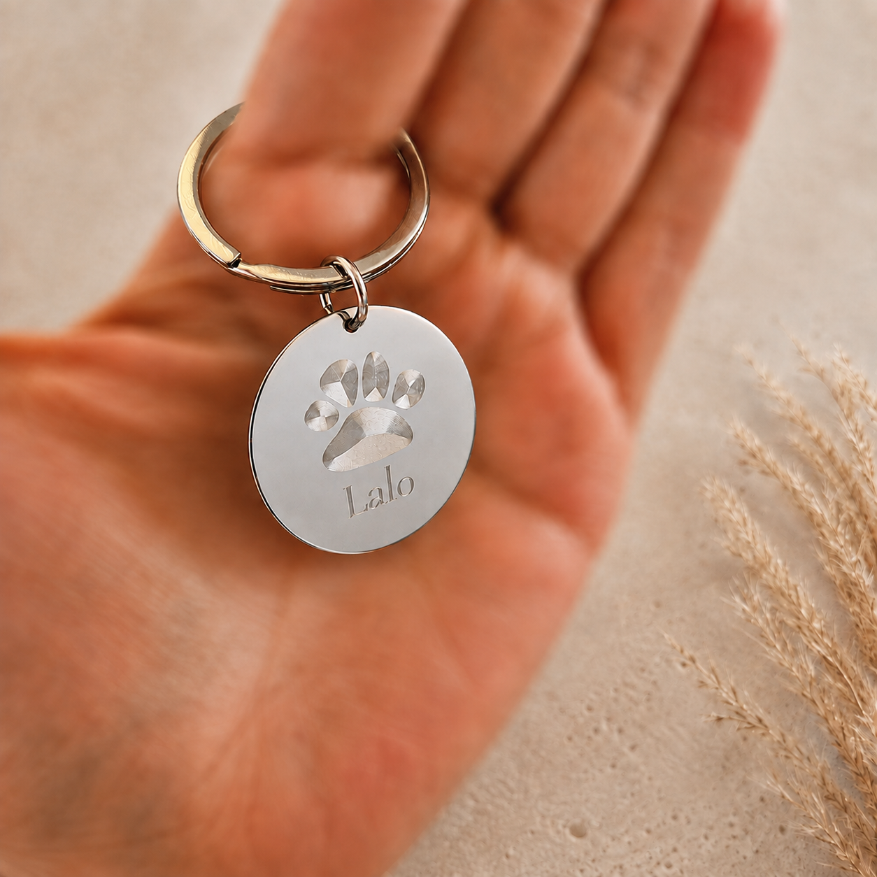 Llavero Plateado Huella Personalizada