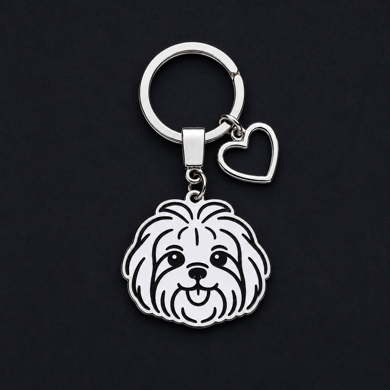 Llavero PERRO + Corazón Plateado