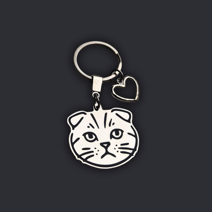 Llavero GATO + Corazón Plateado