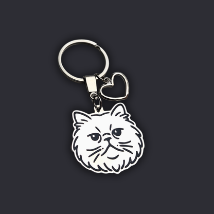Llavero GATO + Corazón Plateado
