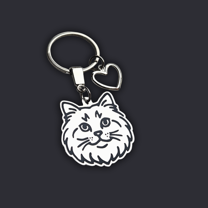 Llavero GATO + Corazón Plateado