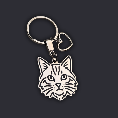 Llavero GATO + Corazón Plateado