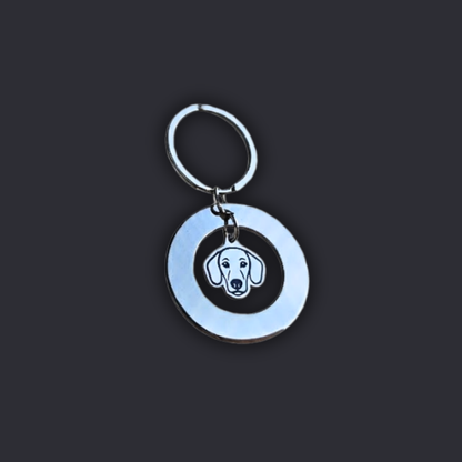 Llavero Plateado Circular + Dije PERRO