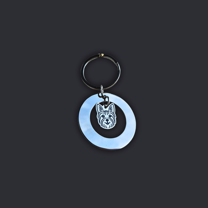Llavero Plateado Circular + Dije PERRO