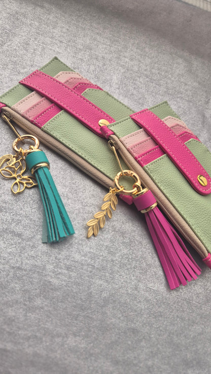 Tarjetero NIJI Rosa-Verde X2 charms