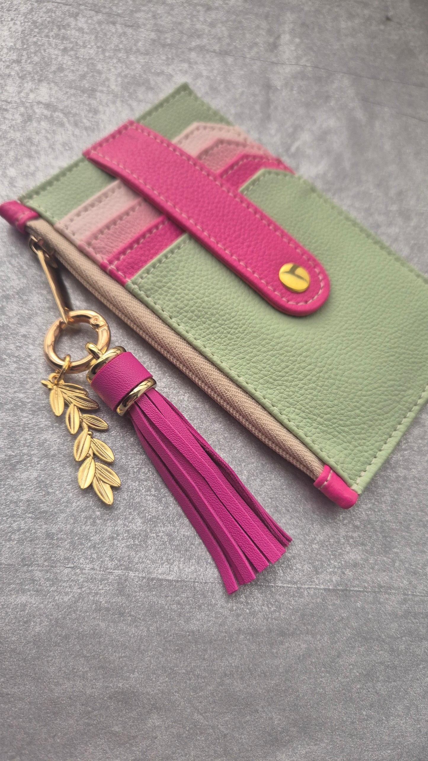 Tarjetero NIJI Rosa-Verde X2 charms