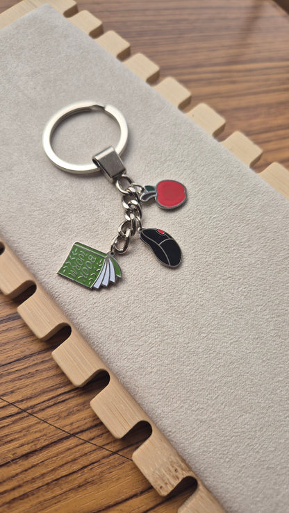 Llavero PROFE plateado X3 charms