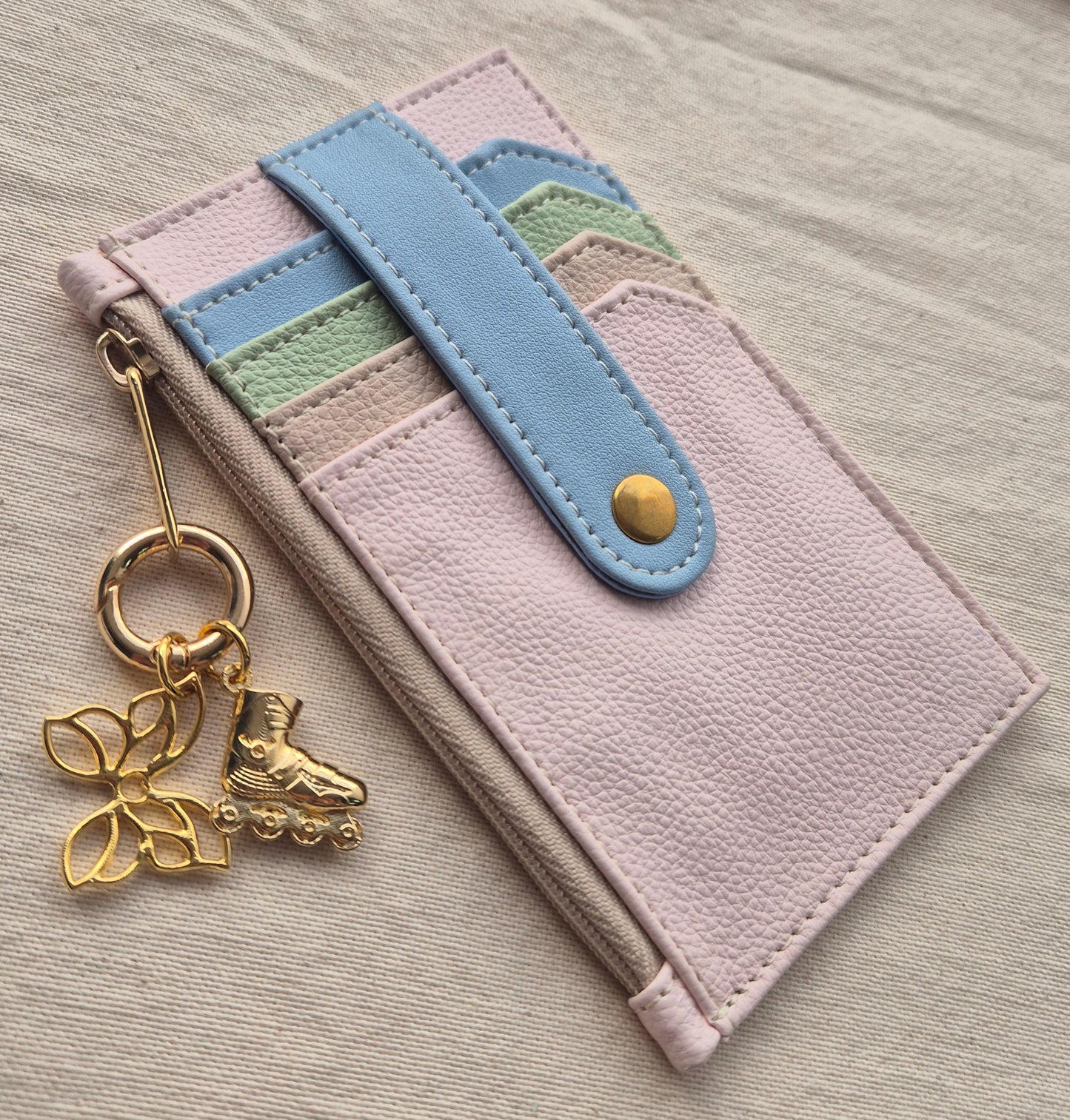Tarjetero NIJI Azul-Rosa X2 charms