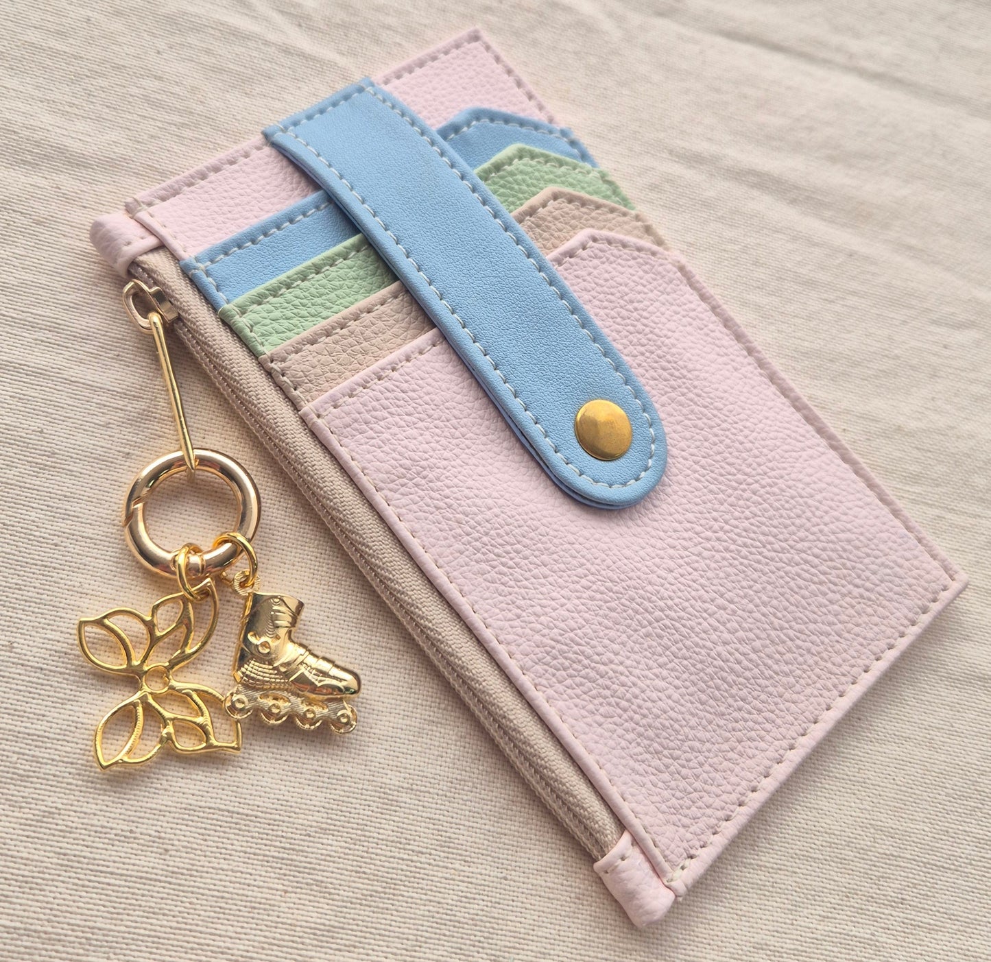Tarjetero NIJI Azul-Rosa X2 charms