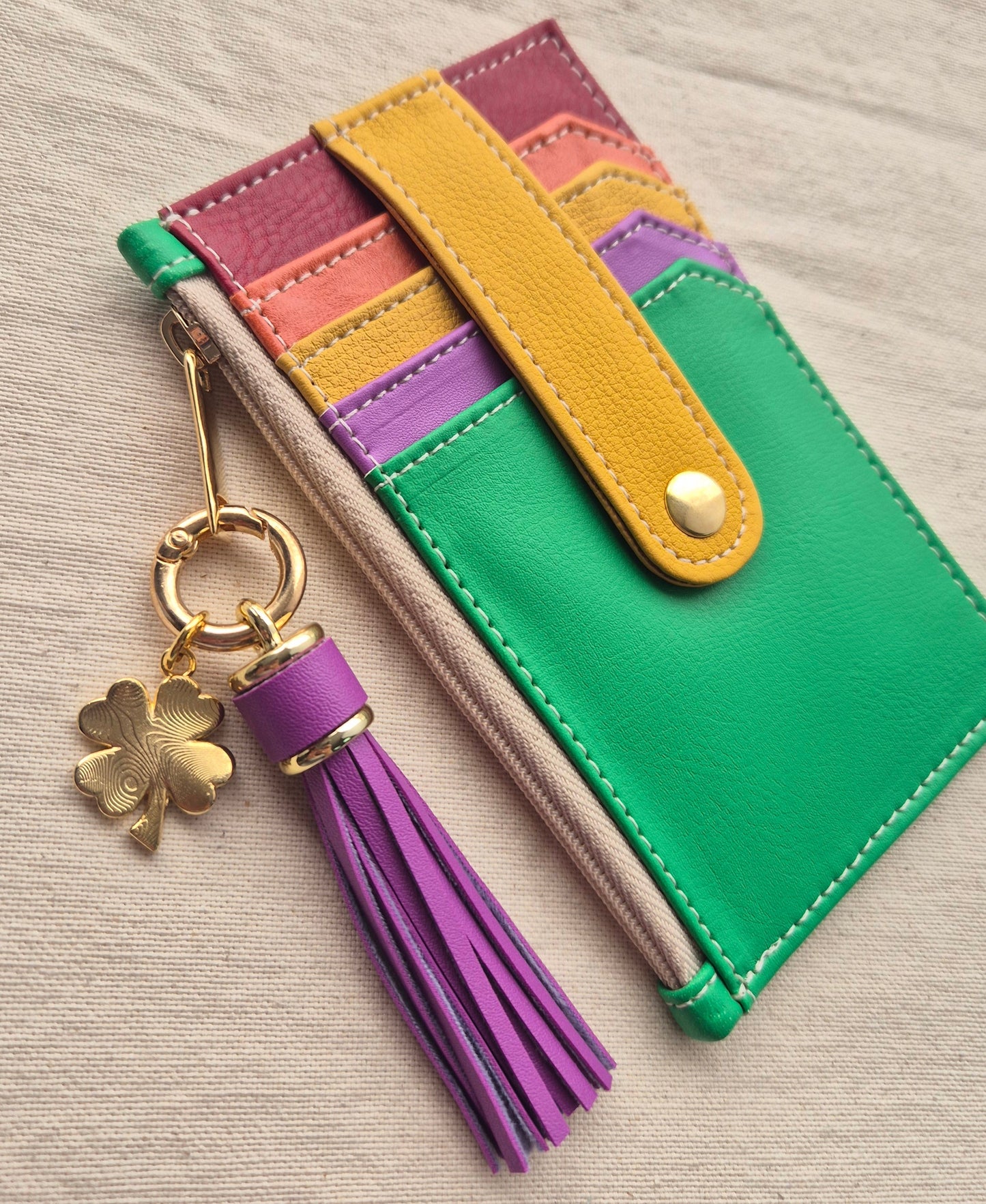 Tarjetero NIJI Amarillo-Verde X2 charms