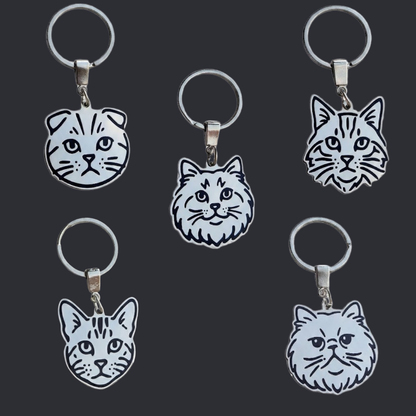 Llavero GATO Plateado/Negro