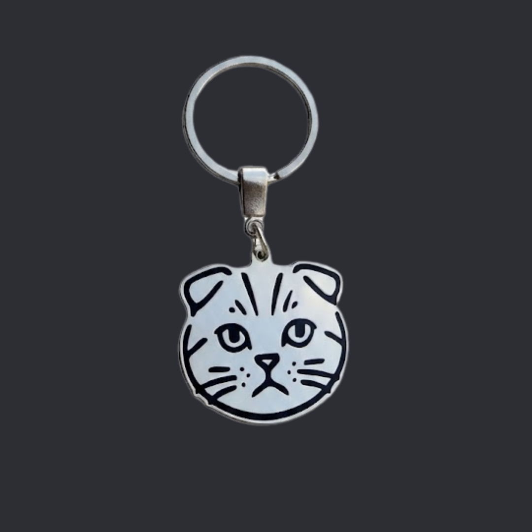 Llavero GATO Plateado/Negro