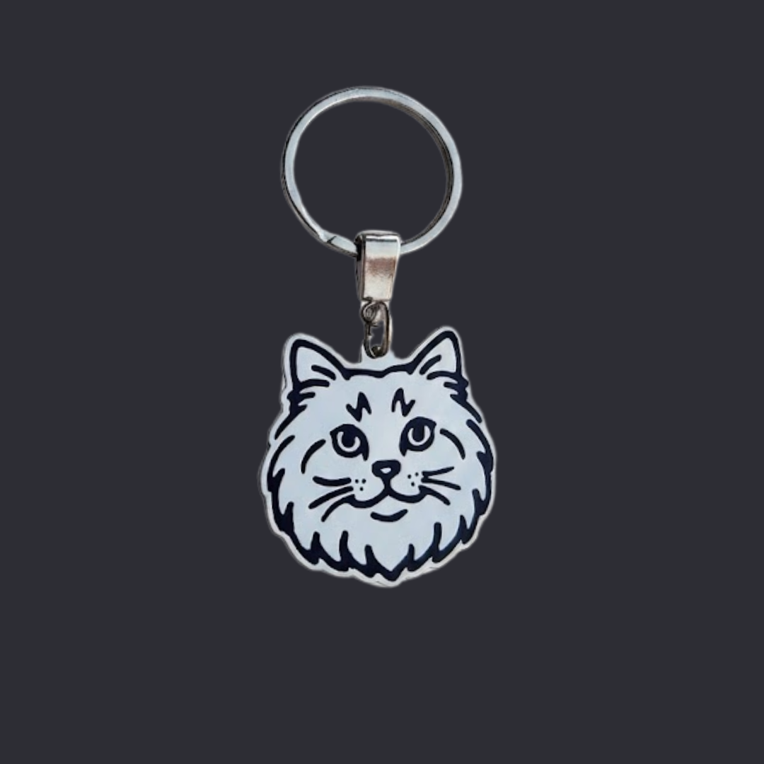Llavero GATO Plateado/Negro