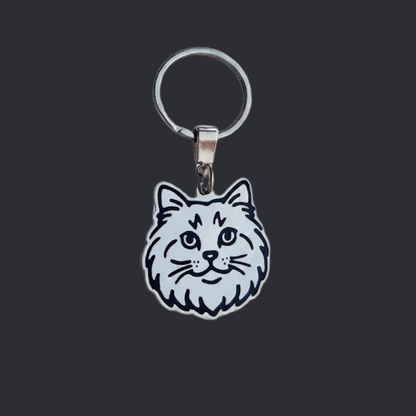 Llavero GATO Plateado/Negro