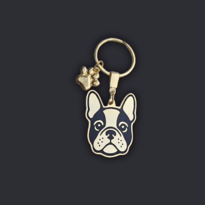 Llavero PERRO + Huella Dorado