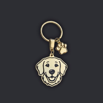 Llavero PERRO + Huella Dorado