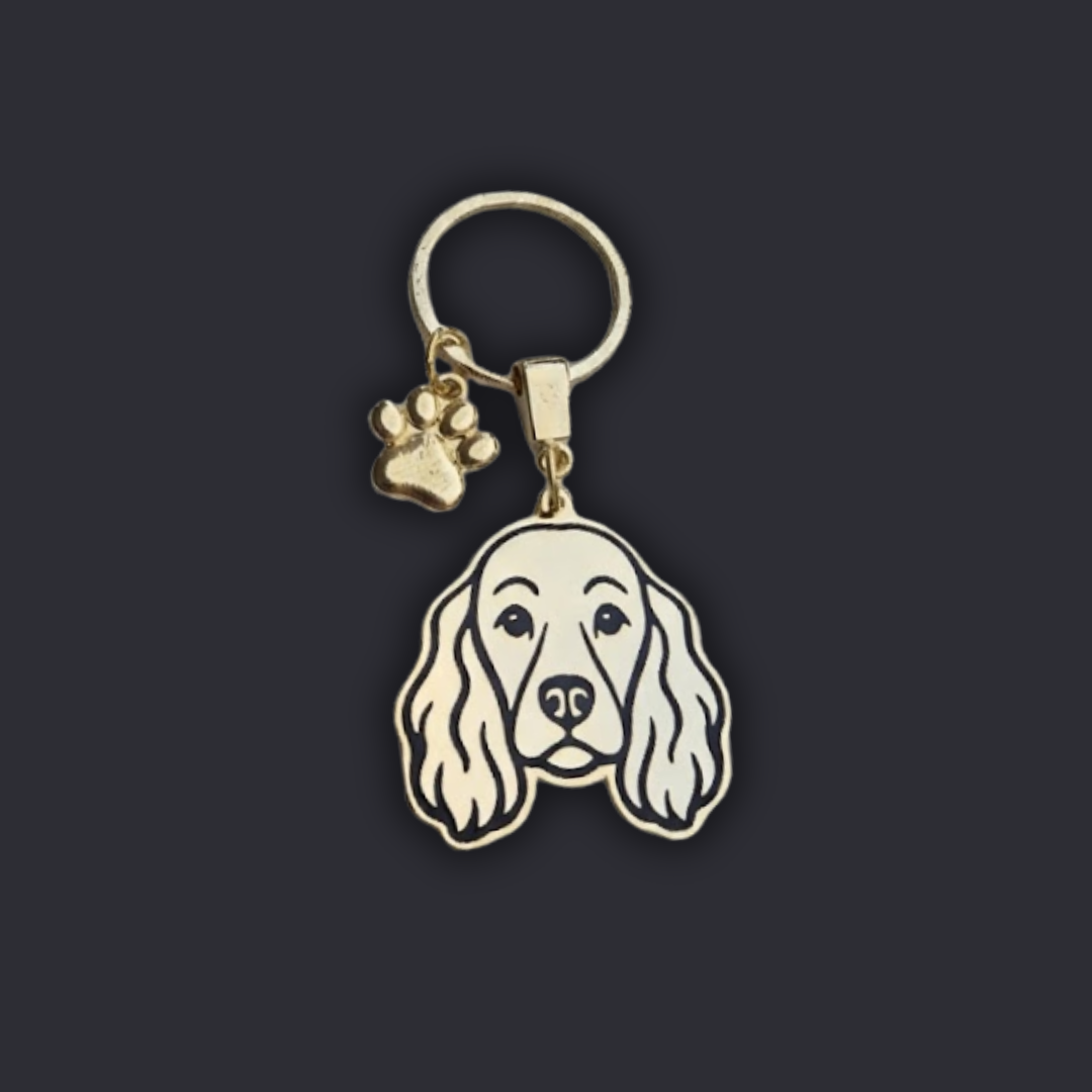 Llavero PERRO + Huella Dorado
