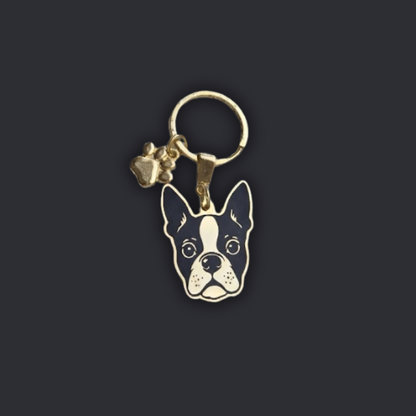 Llavero PERRO + Huella Dorado