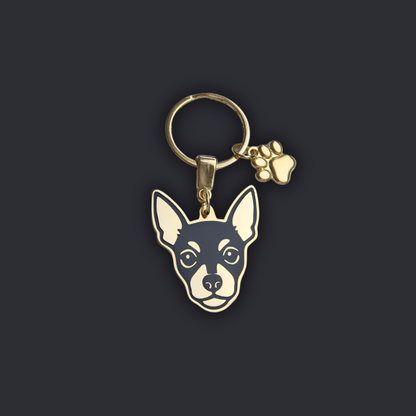 Llavero PERRO + Huella Dorado