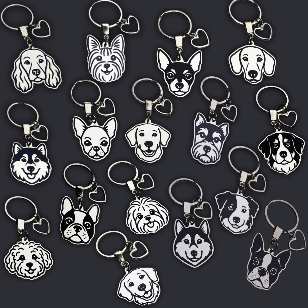 Llavero PERRO + Corazón Plateado