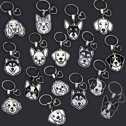 Llavero PERRO + Corazón Plateado