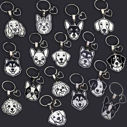 Llavero PERRO + Corazón Plateado