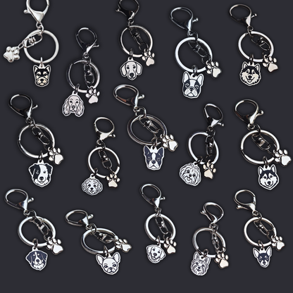 Llavero X2 charms PERRO + Huella Plateado