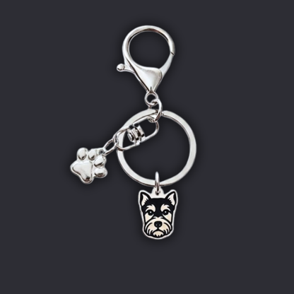 Llavero X2 charms PERRO + Huella Plateado