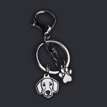 Llavero X2 charms PERRO + Huella Plateado