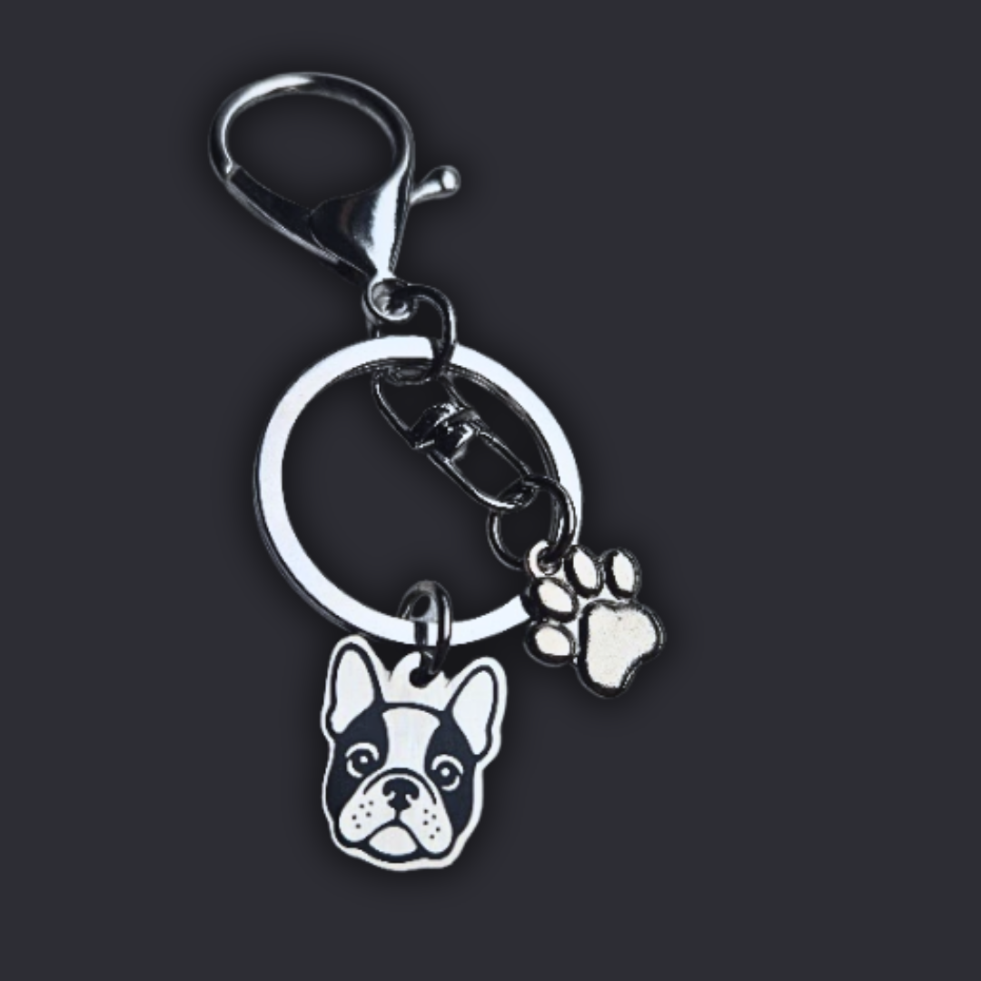 Llavero X2 charms PERRO + Huella Plateado