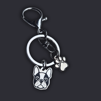 Llavero X2 charms PERRO + Huella Plateado