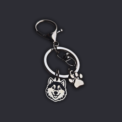 Llavero X2 charms PERRO + Huella Plateado
