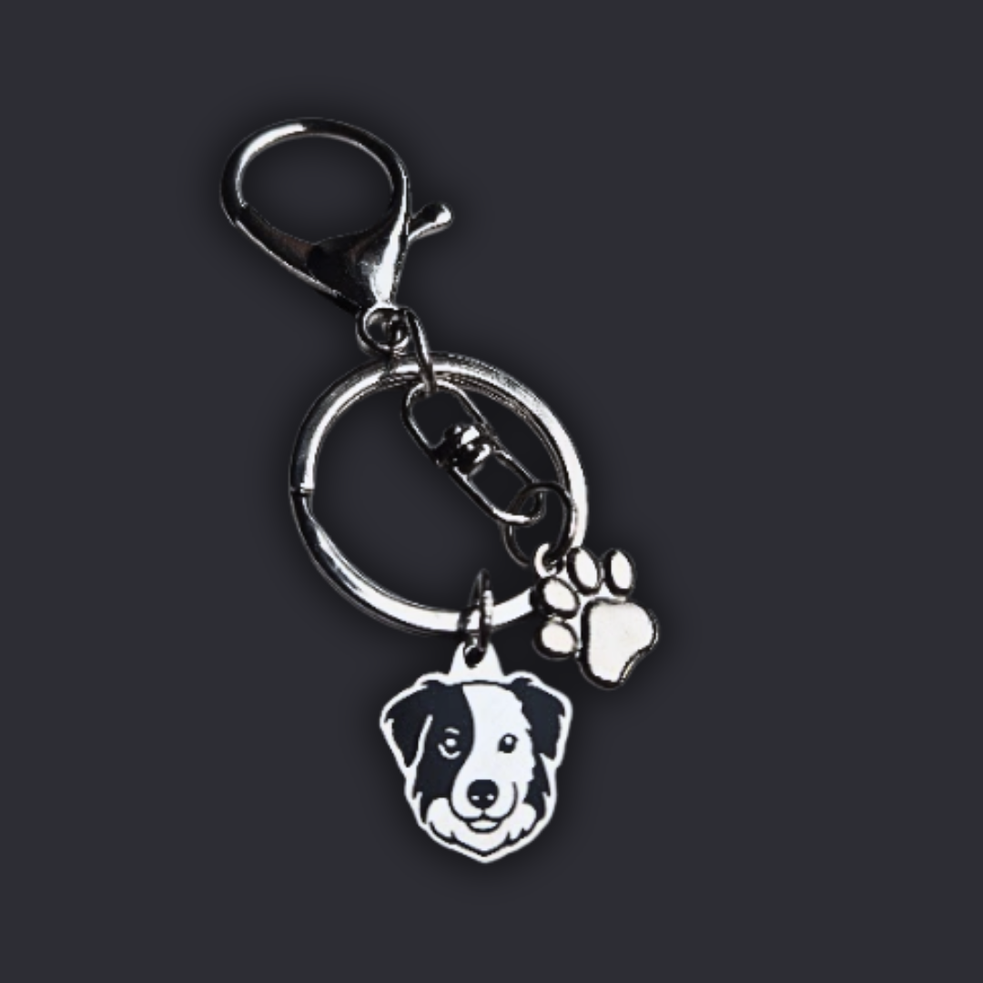 Llavero X2 charms PERRO + Huella Plateado