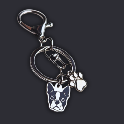 Llavero X2 charms PERRO + Huella Plateado