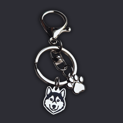 Llavero X2 charms PERRO + Huella Plateado