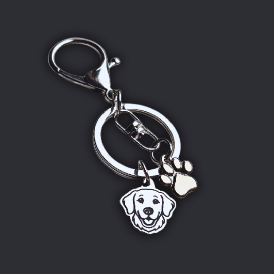 Llavero X2 charms PERRO + Huella Plateado