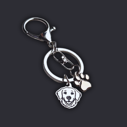 Llavero X2 charms PERRO + Huella Plateado