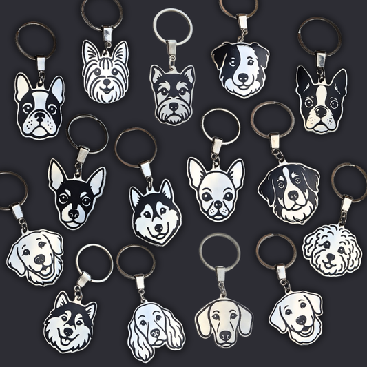 Llavero PERRO Plateado/Negro