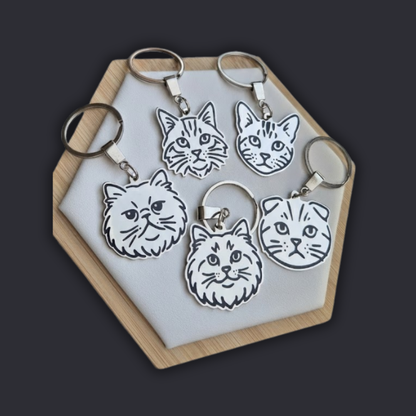 Llavero GATO Plateado/Negro