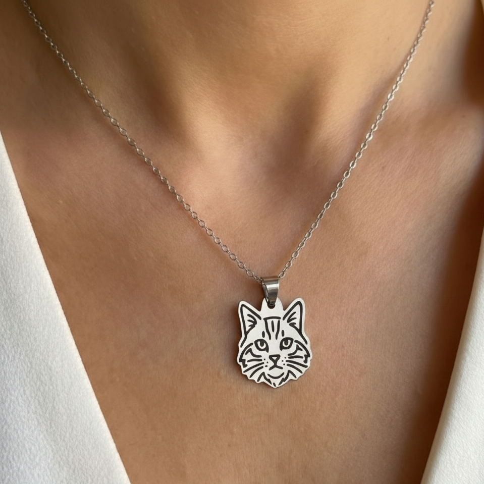 Collar Plateado GATO