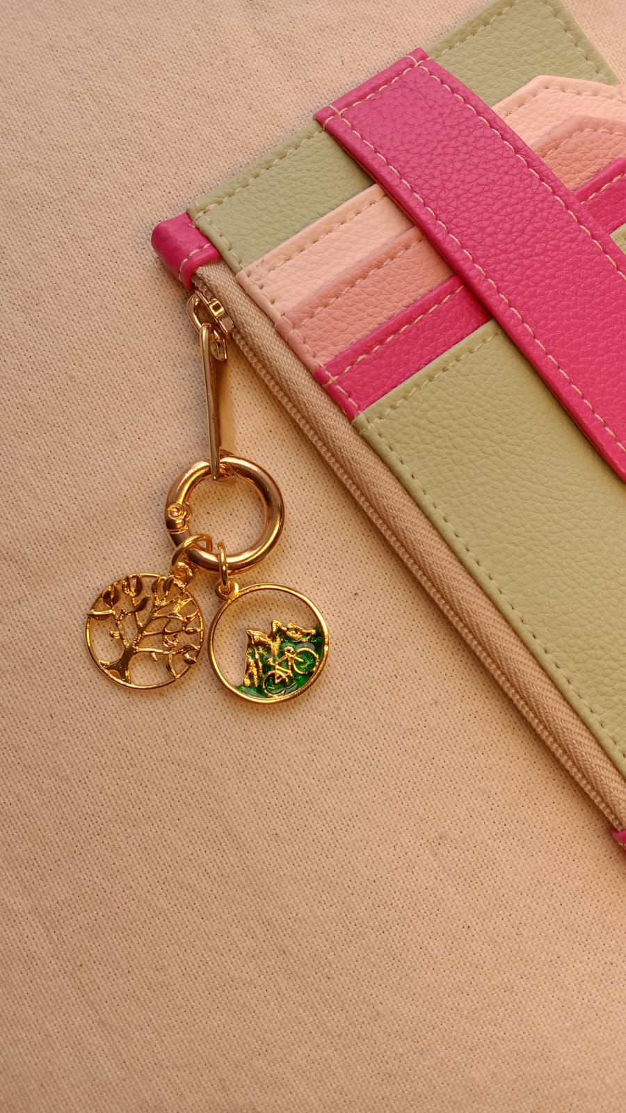 Tarjetero NIJI Rosa-Verde X2 charms