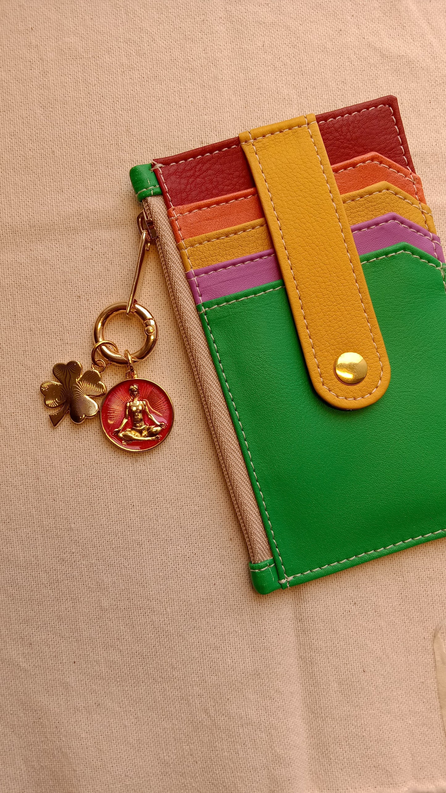Tarjetero NIJI Amarillo-Verde X2 charms