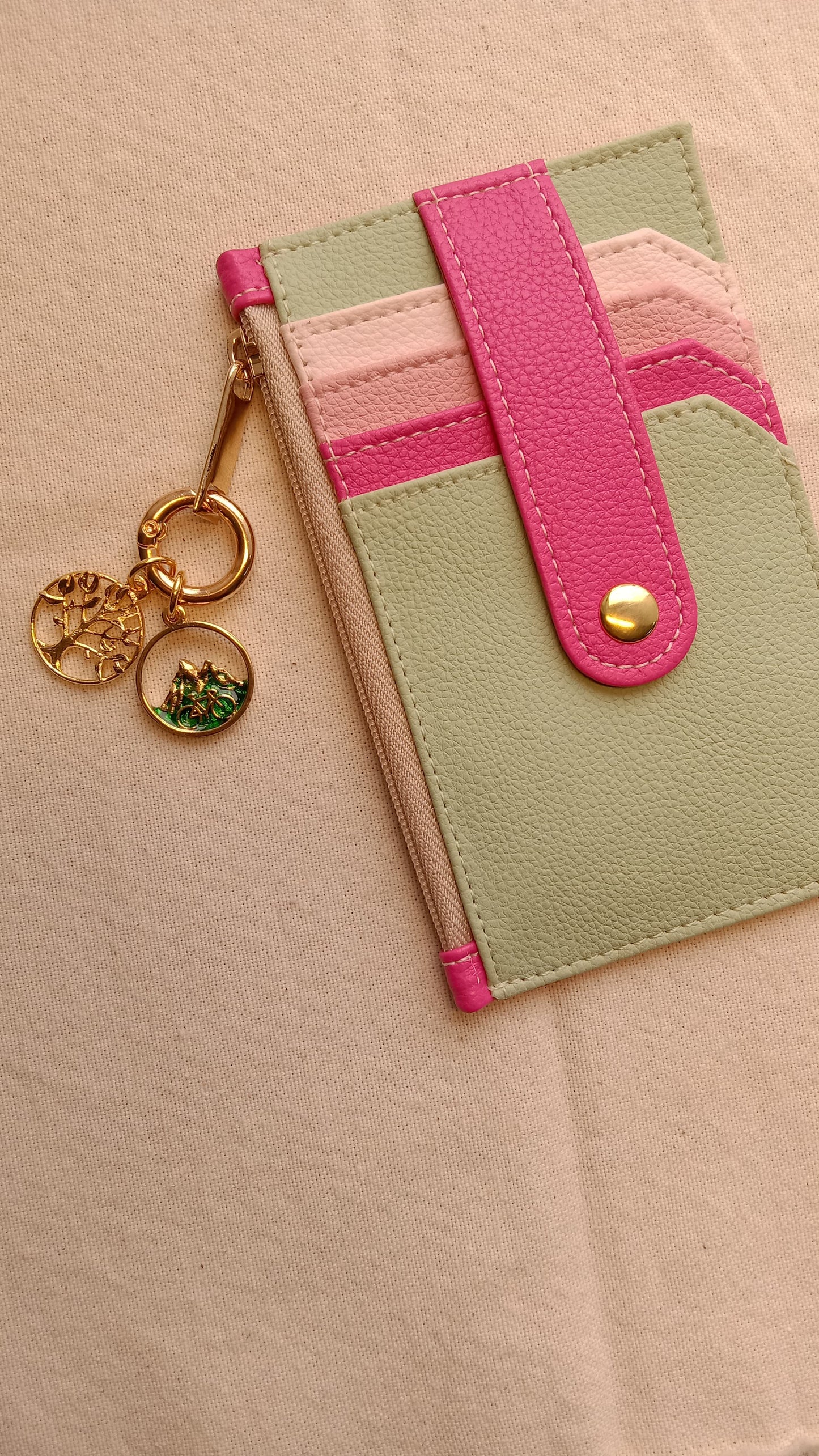 Tarjetero NIJI Rosa-Verde X2 charms