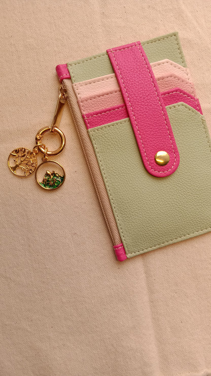 Tarjetero NIJI Rosa-Verde X2 charms