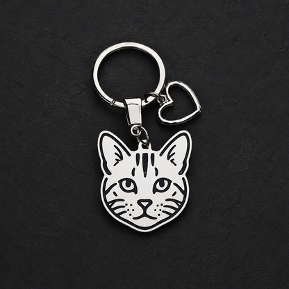 Llavero GATO + Corazón Plateado