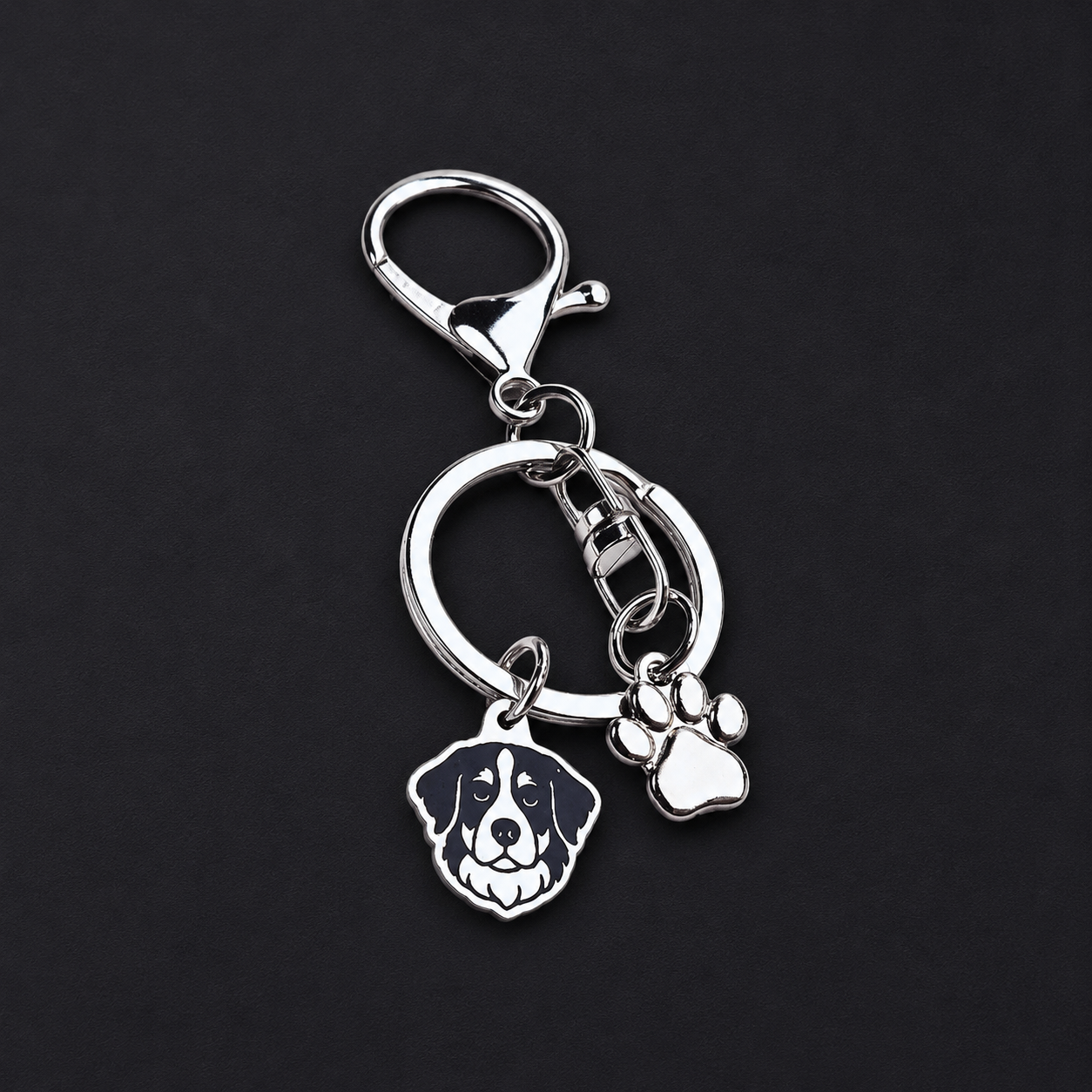 Llavero X2 charms PERRO + Huella Plateado
