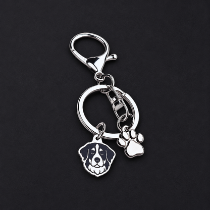 Llavero X2 charms PERRO + Huella Plateado