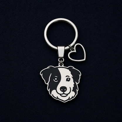Llavero PERRO + Corazón Plateado